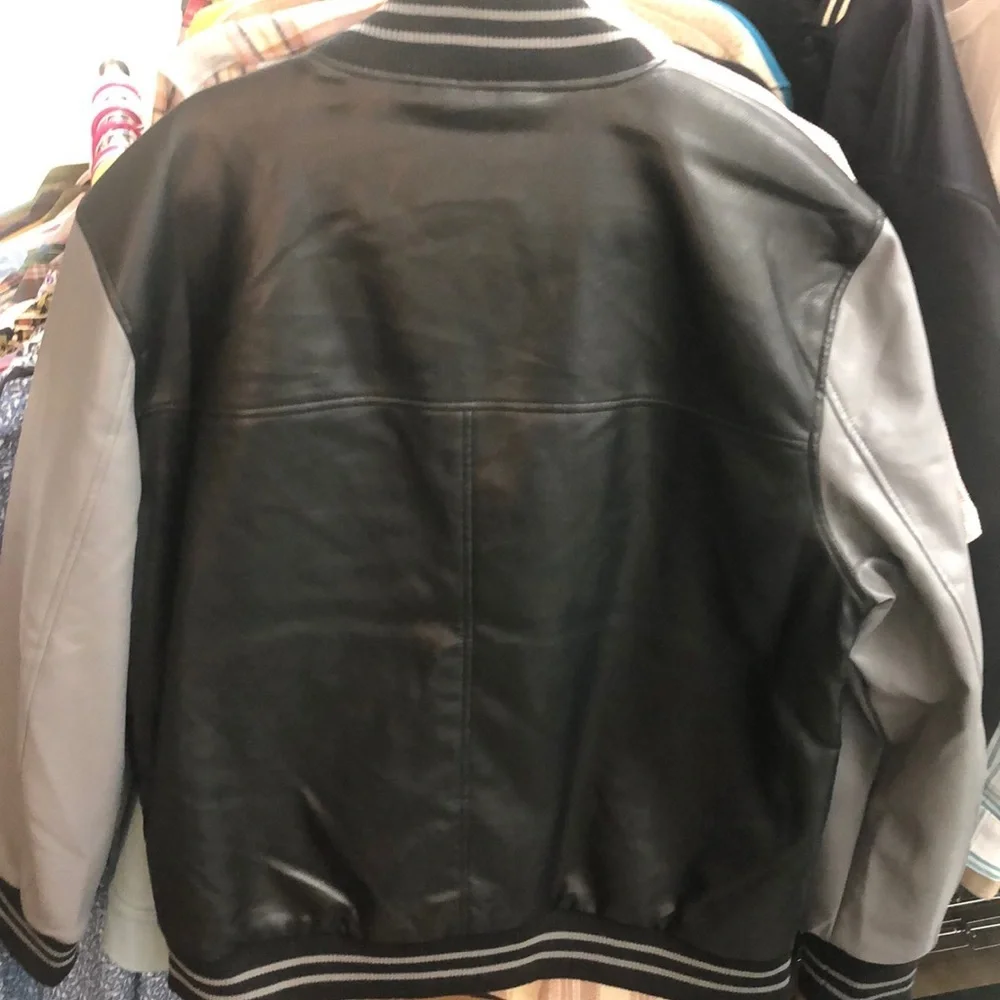 Slate and Stone Black and Gray Faux Leather Varsity Jacket - Picture 5 of 5